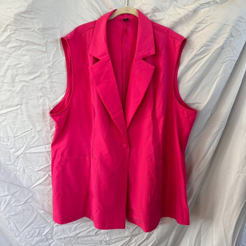 SHEIN LUNE Plus 4XL Hot Pink Single Button Vest Blazer
